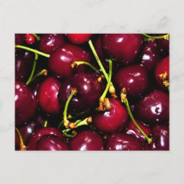 Fresh Juicy Cherries with Water Drops Postkarte