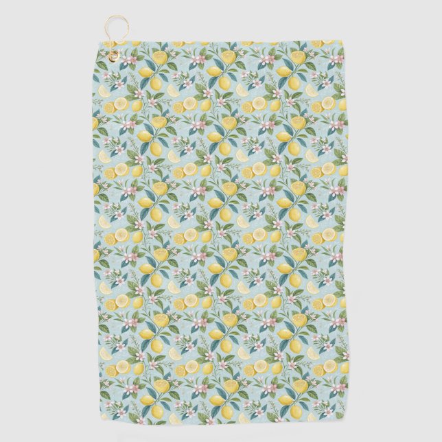 Fresh Lemon Floral Botanical Pattern  Golfhandtuch (Vorderseite)