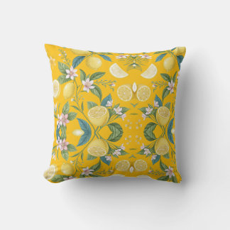 Fresh Lemon Floral Botanical Pattern Kissen