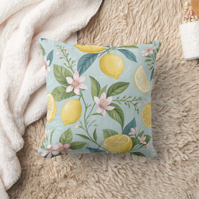 Fresh Lemon Floral Botanical Pattern  Kissen (Decke)