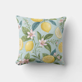 Fresh Lemon Floral Botanical Pattern  Kissen