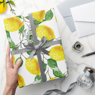 Fresh Lemon Frucht Floral Geschenkpapier