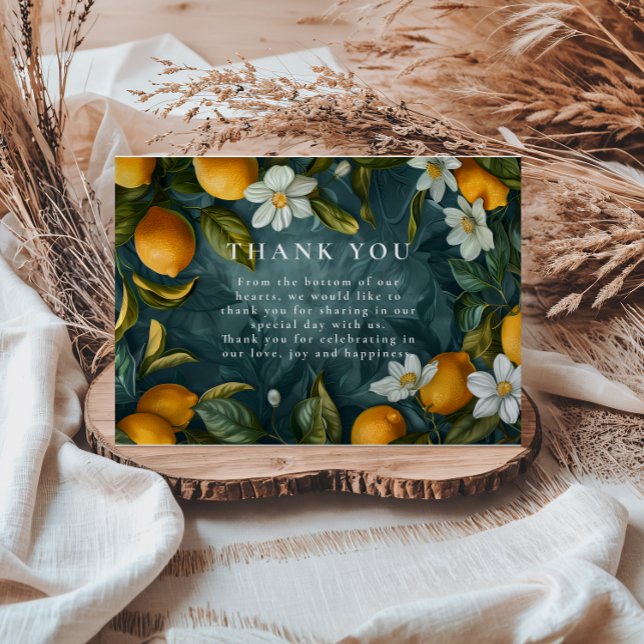 Fresh Lemon Grove Botanical Wedding Dankeskarte (Von Creator hochgeladen)