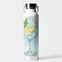 Fresh Lemon & Mint Gin & Tonic - Aquarell Trinkflasche