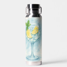 Fresh Lemon & Mint Gin & Tonic – Watercolor 