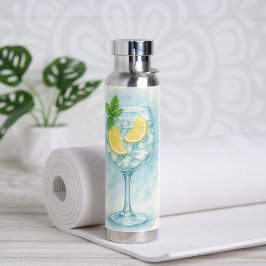 Fresh Lemon & Mint Gin & Tonic – Watercolor  Trinkflasche