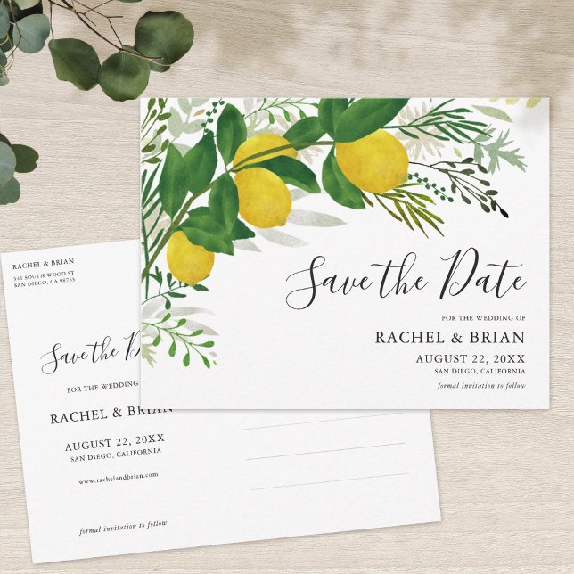 Fresh Lemon Save the Date Einladung Postkarte (Von Creator hochgeladen)