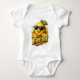 Fresh Lemon Summer Vibes Cute Citrus Character  Baby Strampler