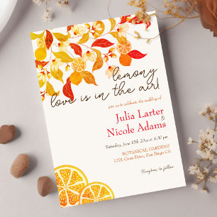 Fresh Lemony Liebe Citrus Foliage Hochzeit Einladung
