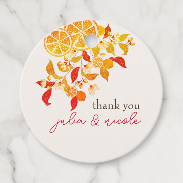 Fresh Lemony Liebe Citrus Foliage Hochzeit Geschenkanhänger (Vorderseite)