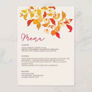 Fresh Lemony Liebe Citrus Foliage Hochzeit Menükarte