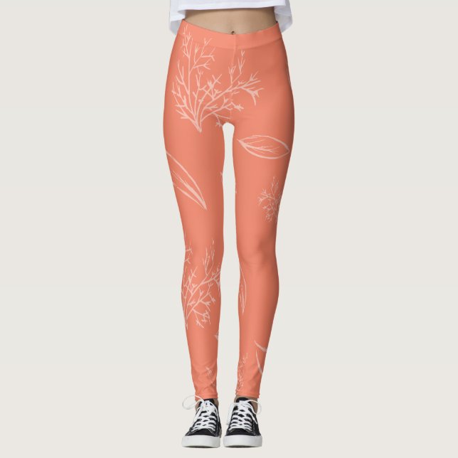 Fresh Light Red Natural Pencil Sketch Leggings (Vorderseite)