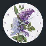 Fresh Lilacs - Französische Wohngestaltung Große Wanduhr<br><div class="desc">Eine Uhr mit einem Gemälde aus frischen Lilien</div>