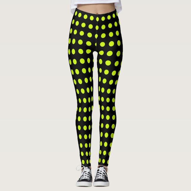 Fresh Lime green Polka dots Simple Pattern Leggings (Vorderseite)