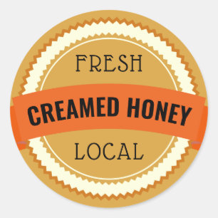 Fresh Local Creamed Honey Jar Amber Runder Aufkleber