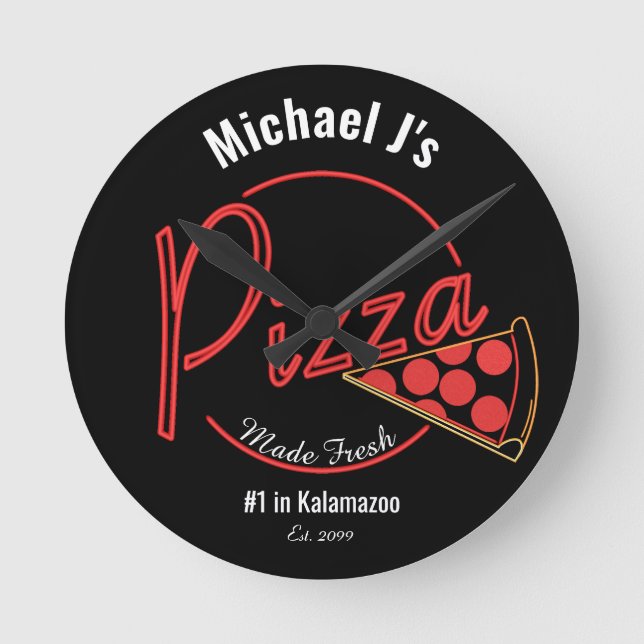 Fresh Made Pizza Wall Clock Runde Wanduhr (Vorderseite)