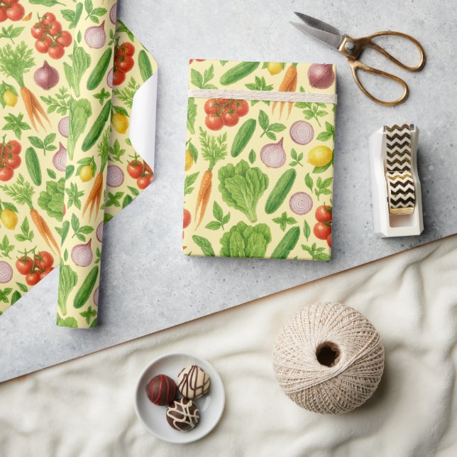 Fresh Market Vegetable Wrapping Paper | Foodie Gif Geschenkpapier (Kunsthandwerk)