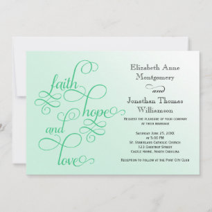 Fresh Mint Faith Hope and Liebe Wedite Einladung