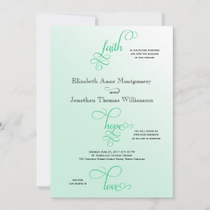 Fresh Mint Script Faith Hope & Liebe Wedding Einladung