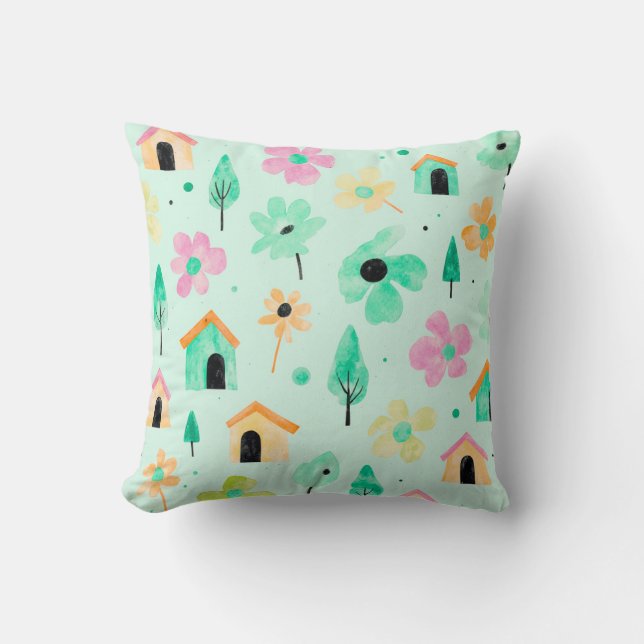 Fresh Modern Floral Pattern Pillow Kissen (Vorderseite)