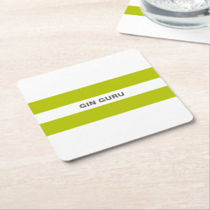 Fresh Modern Lime Green Strips Rechteckiger Pappuntersetzer