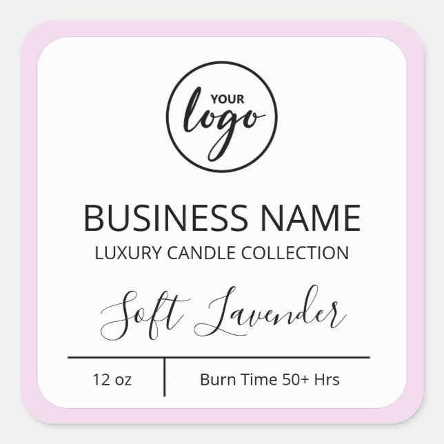 Fresh Modern Logo Lavendel Candle Labels Quadratischer Aufkleber (Vorderseite)