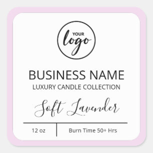 Fresh Modern Logo Lavendel Candle Labels Quadratischer Aufkleber