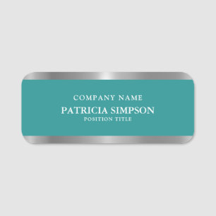 Fresh & Modern Look: Aquamarin grün & silber Metal Namensschild