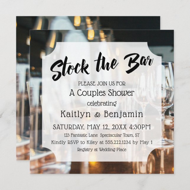 Fresh & Modern Stock the Bar Couples Dusche Einladung (Vorne/Hinten)
