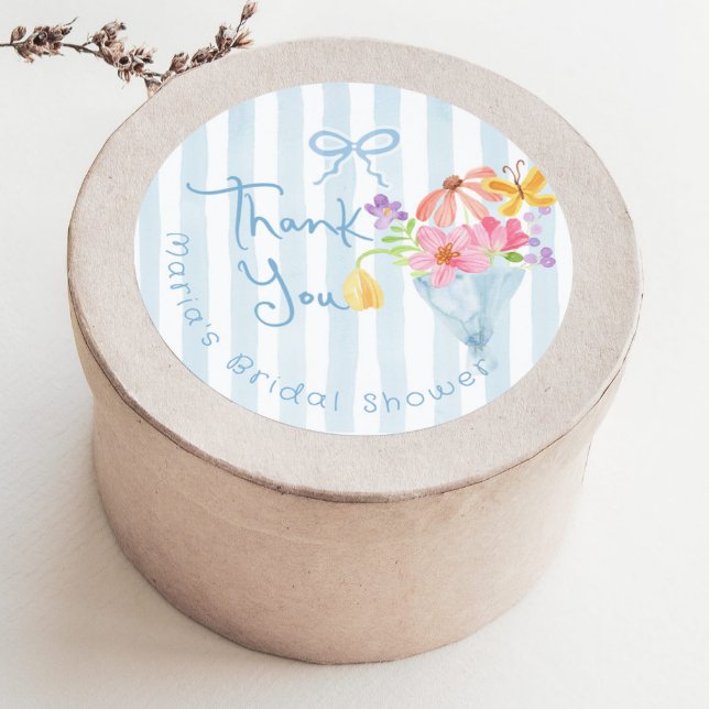 Fresh Off Market Blue Aquarell Vielen Dank Runder Aufkleber (Von Creator hochgeladen)