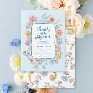 Fresh off Market Blue Bridal Dusche Einladung