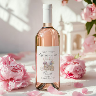 Fresh off Market Blume Cart Brautparty Weinetikett