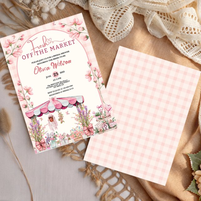 Fresh off Market Brautparty Ästhetik Einladung (Fresh Off the Market Bridal Shower Floral Chic  pattern girly cute coquette for her blush pink chic )
