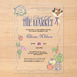Fresh off Market Brautparty Whimsical Gezeichnet Acryleinladungen