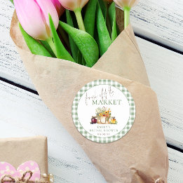 Fresh off Market Sage Gingham Brautparty Runder Aufkleber