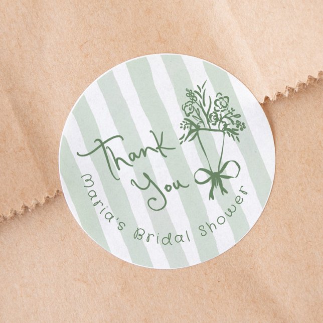 Fresh off Market Whimsical Green Hand Drawing Runder Aufkleber (Von Creator hochgeladen)