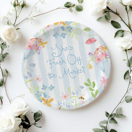 Fresh off Market Wildblume Streifen Wasserfarbe Pappteller