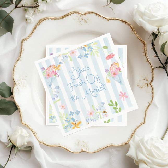 Fresh off Market Wildblume Streifen Wasserfarbe Serviette (Von Creator hochgeladen)