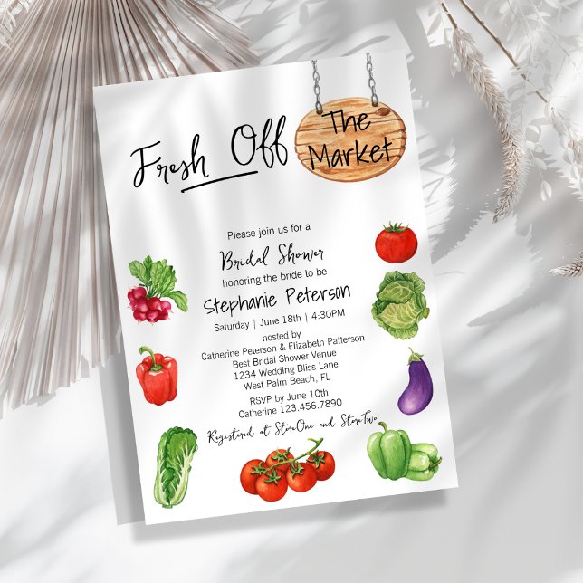 Fresh off Market Wooden Sign Brautparty Einladung (Von Creator hochgeladen)