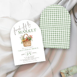 Fresh off of Market Sage Gingham Brautparty Einladung