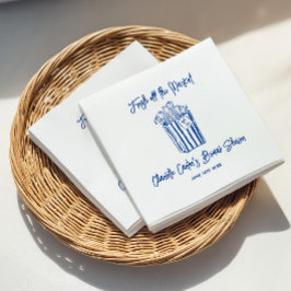 Fresh Off The Market Blue Hand Drawn Bridal Shower Serviette