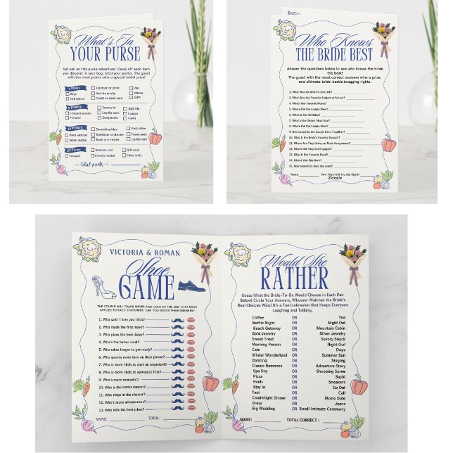 Fresh Off the Market Bridal Shower 4 Games card Einladung (Fresh Off the Market Bridal Shower Wedding 4 Games fun funny party country rustic theme spring)