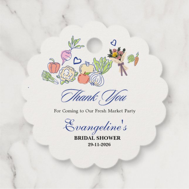 Fresh Off the Market Bridal Shower Party Thank you Geschenkanhänger (Rückseite)