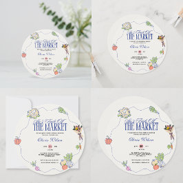 Fresh Off the Market Bridal Shower Whimsical Drawn Einladung