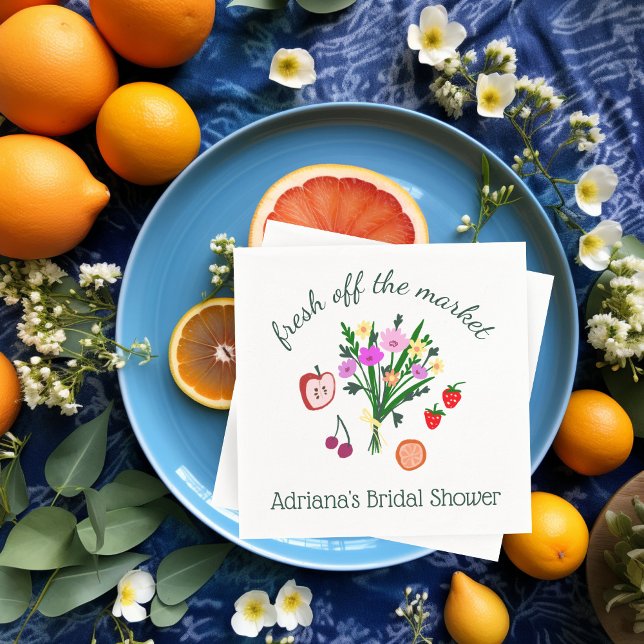 FRESH OFF THE MARKET Cute Custom Bridal Shower Serviette (FRESH OFF THE MARKET Cute Custom Bridal Shower Napkins
)