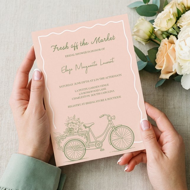 Fresh Off The Market Floral Bicycle Bridal Shower Einladung (Fresh Off The Market Floral Bicycle Bridal Shower Invitation)