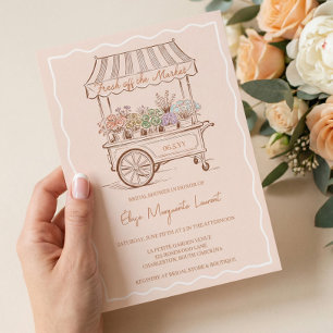 Fresh-Off-The-Market-Florale Wagen Brautparty Einladung