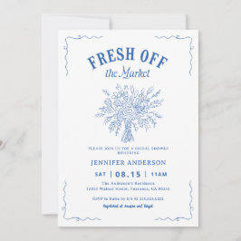 Fresh Off The Market Garden Blue Bridal Shower  Einladung