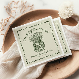 Fresh Off The Market Hand Drawn Bridal Shower Serviette