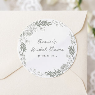 Fresh Off The Market Line Art Rose Braut-Set Runder Aufkleber
